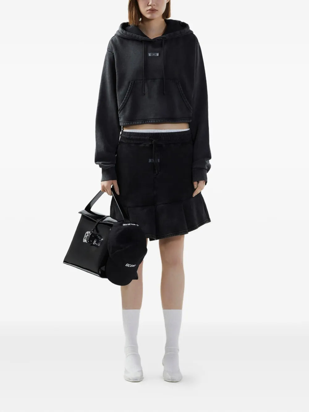 Stone-Washed Track Skirt