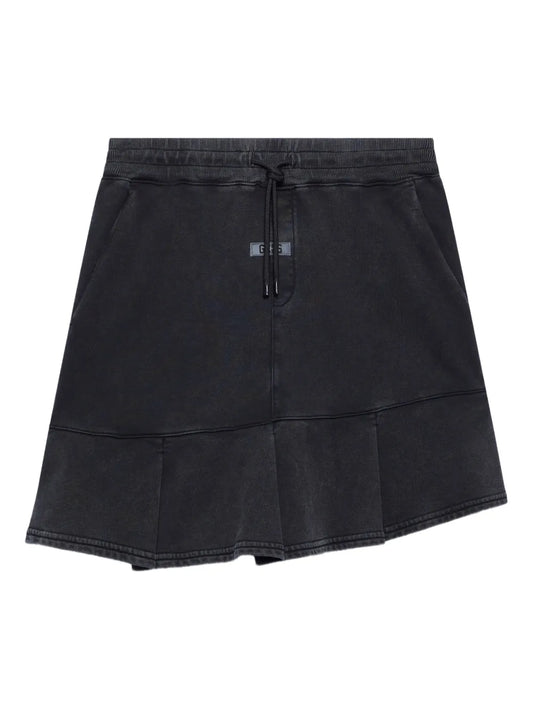 Stone-Washed Track Skirt