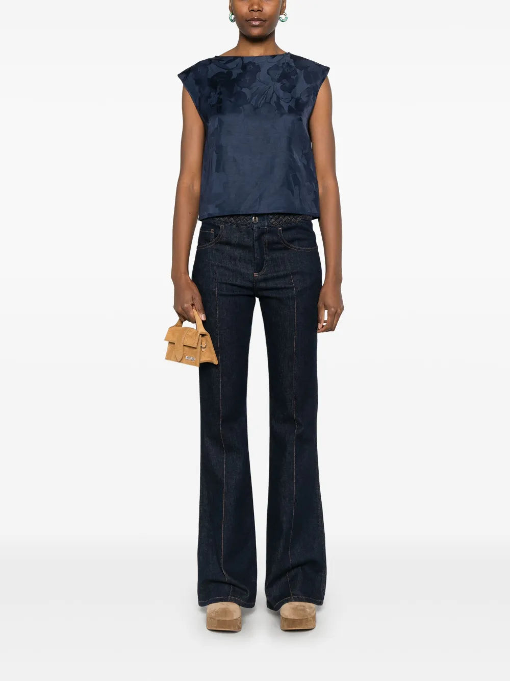 Floral-Jacquard Tank Top