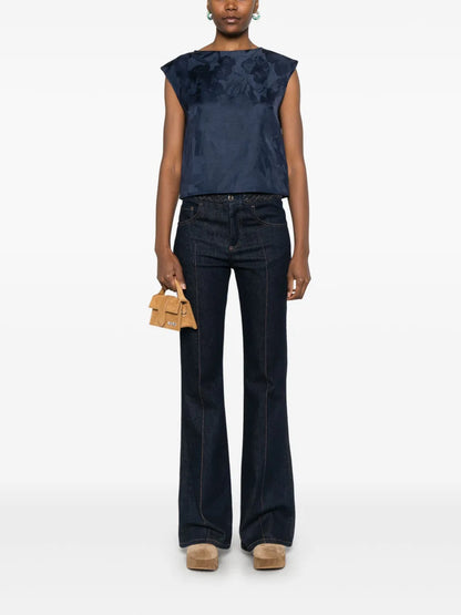 Floral-Jacquard Tank Top