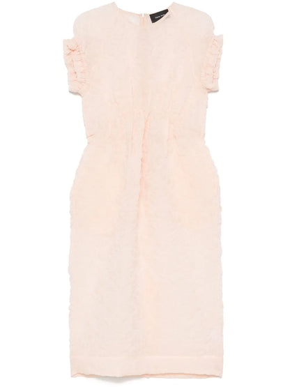 Crinkled-Finish Midi Dress