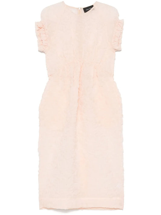 Crinkled-Finish Midi Dress