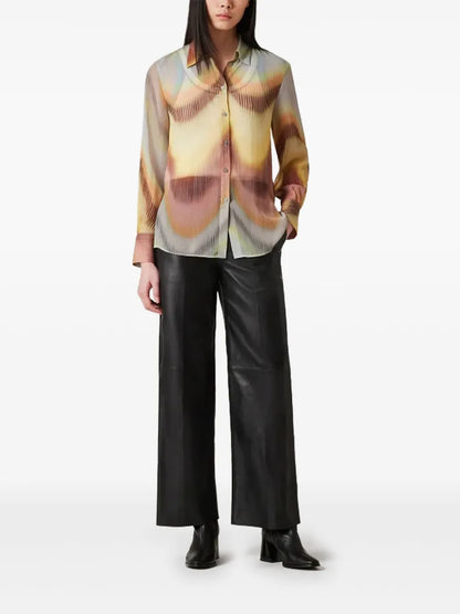 Gradient Wave-Print Georgette Shirt