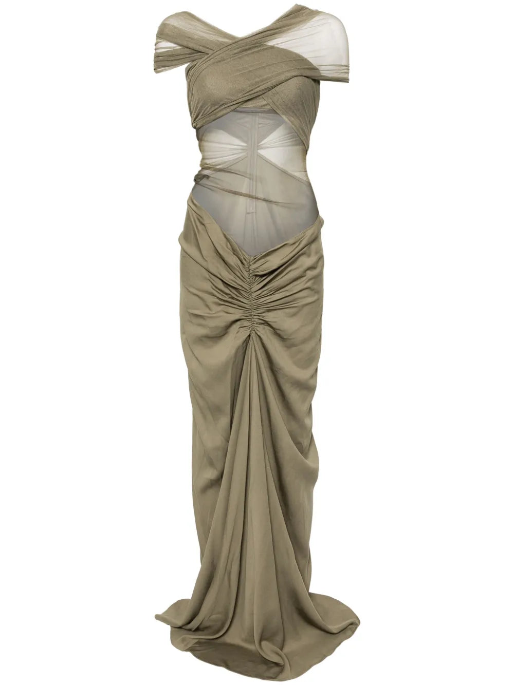 Crossed Tulle Ruched Dress
