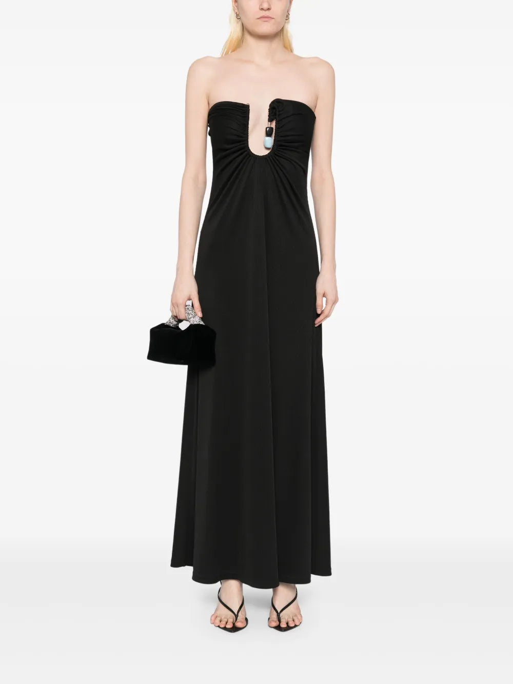 Helix Crystal Ribbed Strapless Dress