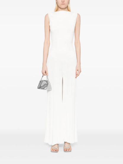 Bateau Whirl Pleated Knitted Dress