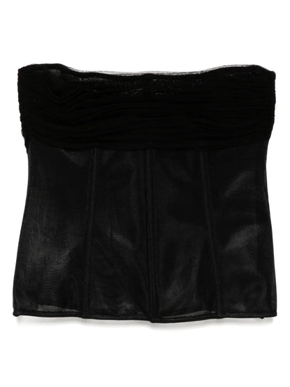 Tulle-Overlay Top
