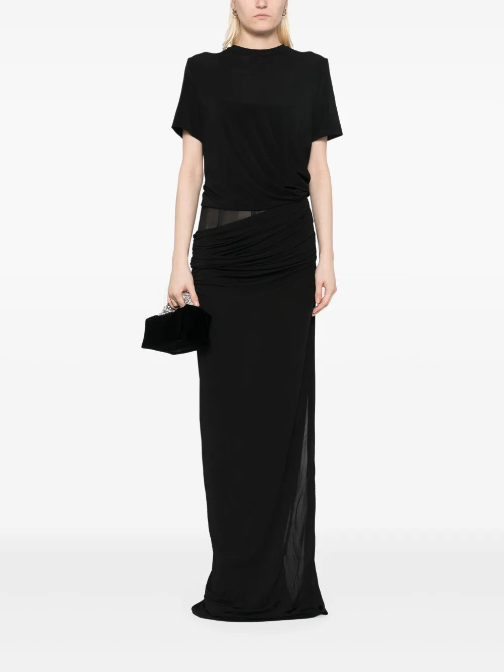 Coiled Jersey Corseted Tee Gown Dress