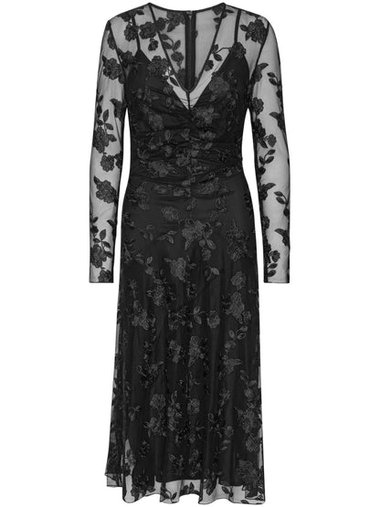 Lace V-Neck Midi Dress