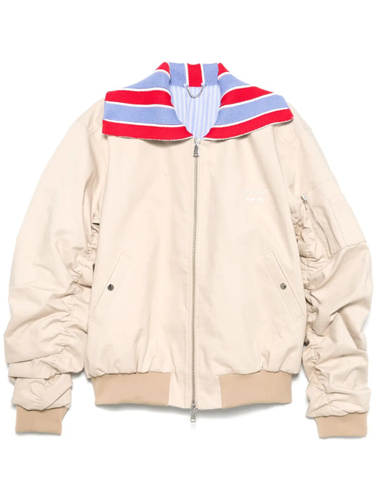 Contrasting-Collar Bomber Jacket