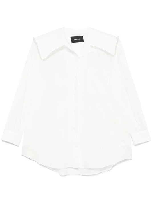 Sailor-Collar Puff-Sleeves Shirt