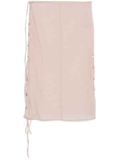 See-Through Button-Loop Midi Skirt