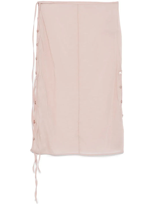 See-Through Button-Loop Midi Skirt