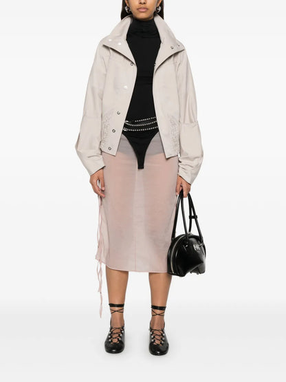 See-Through Button-Loop Midi Skirt