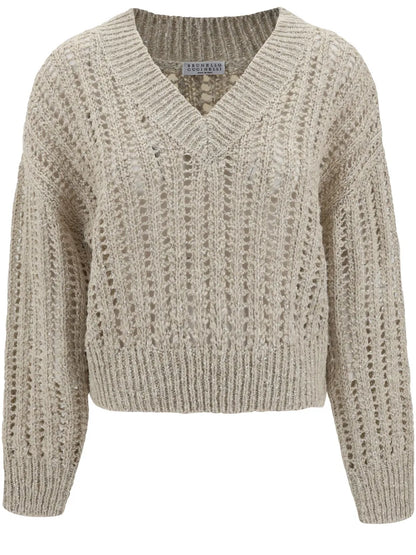 V-Neck Cable-Knit Sweater