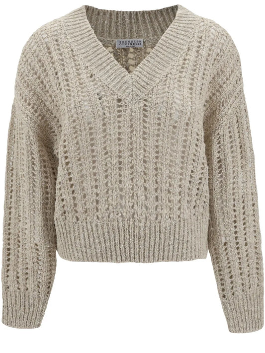 V-Neck Cable-Knit Sweater