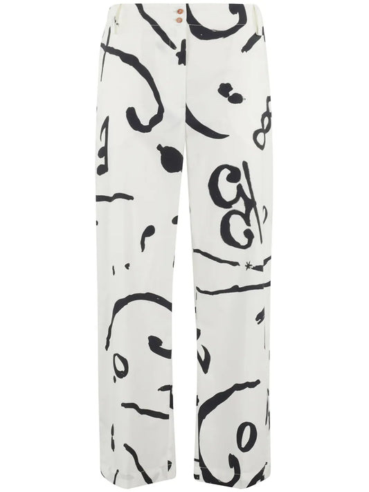 Abstract-Print Trousers