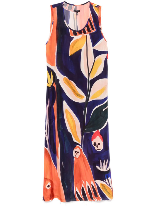 Printed Sleeveless Midi Dress