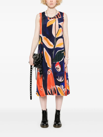 Printed Sleeveless Midi Dress