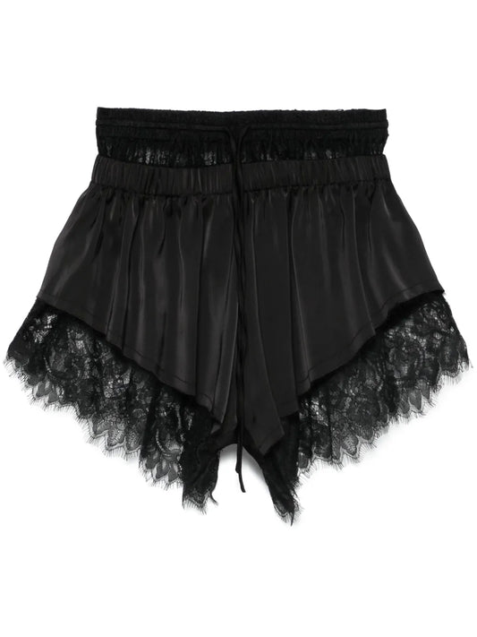 Floral-Lace Trim Shorts