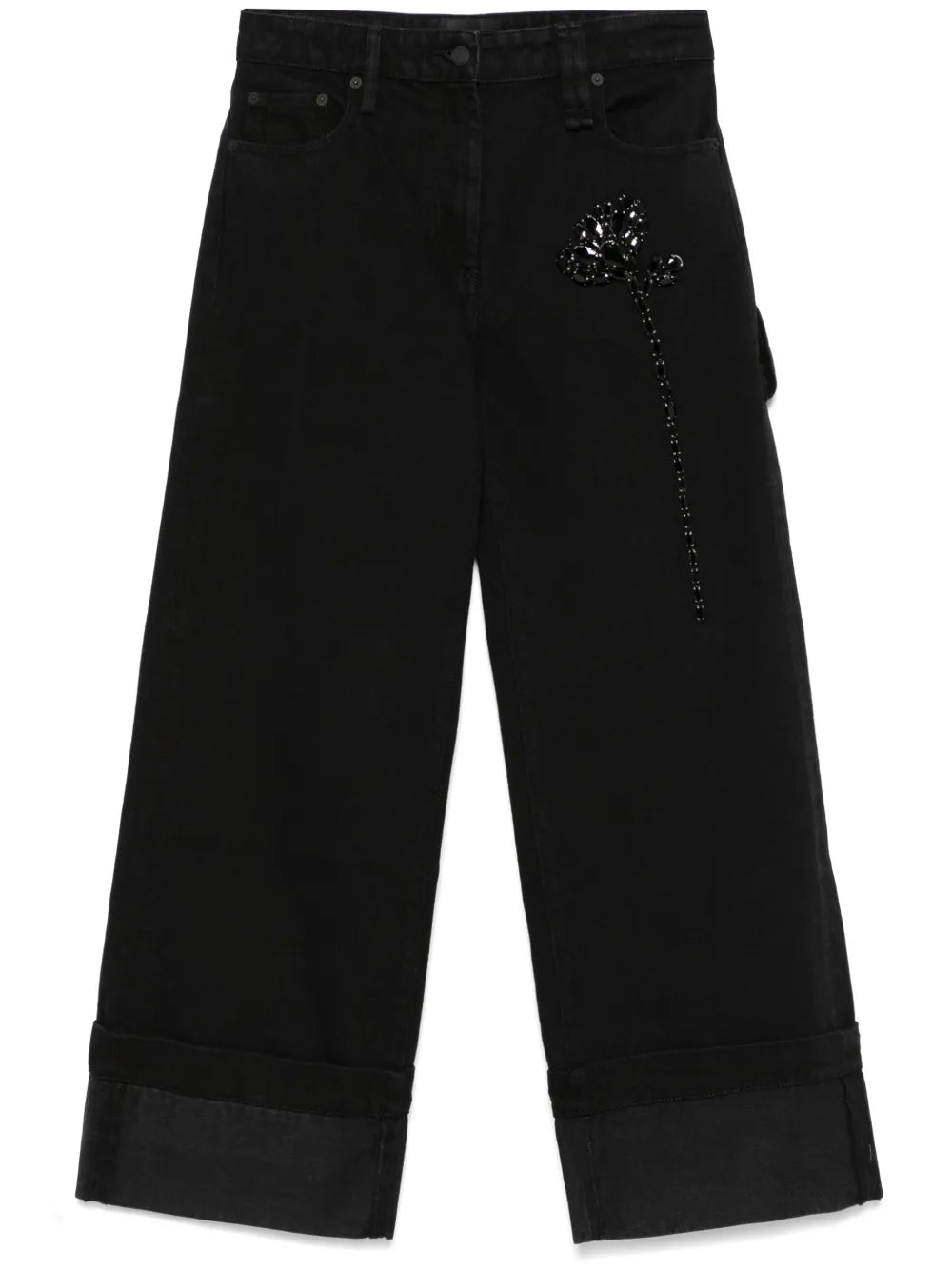 Carnation-Embellished Jeans