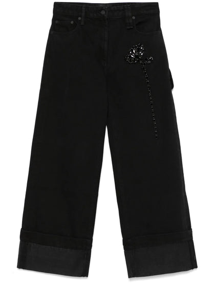 Carnation-Embellished Jeans