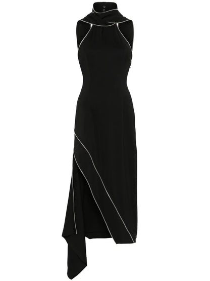 Decorative-Zip Midi Dress