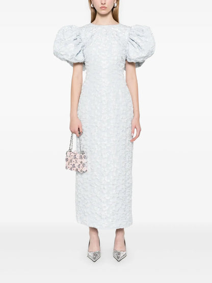 Jacquard Puffy Midi Dress