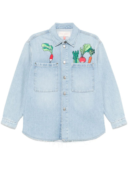 Vegetable-Embroidered Denim Jacket