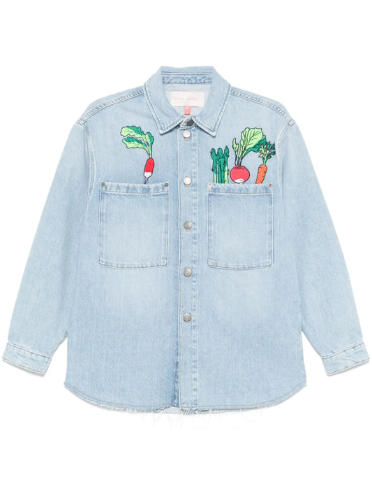 Vegetable-Embroidered Denim Jacket