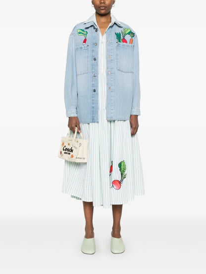 Vegetable-Embroidered Denim Jacket