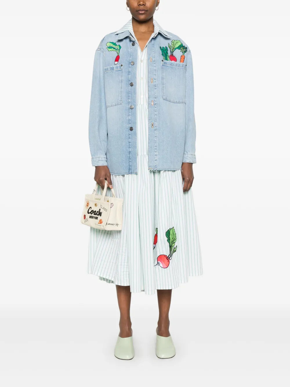 Vegetable-Embroidered Midi Dress