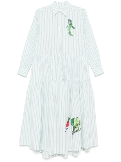 Vegetable-Embroidered Midi Dress