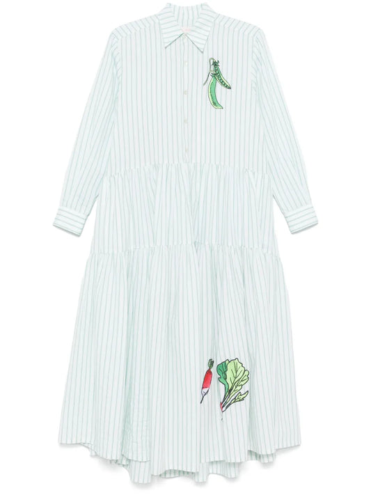 Vegetable-Embroidered Midi Dress