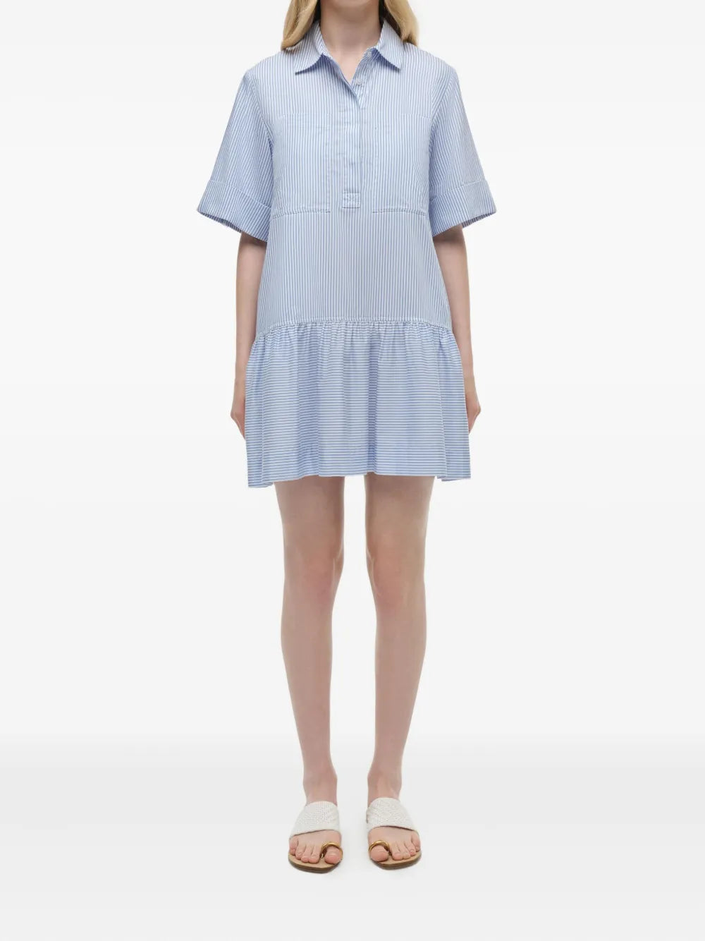 Cris Striped Tiered Shirt Dress