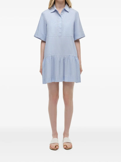 Cris Striped Tiered Shirt Dress