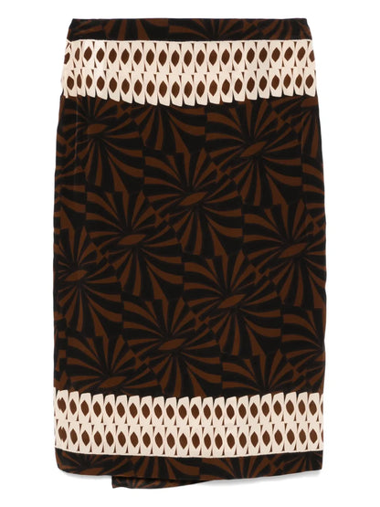Graphic-Print Midi Skirt