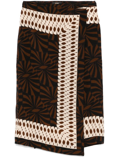 Graphic-Print Midi Skirt