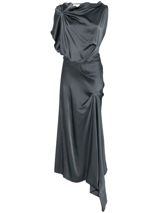 Asymmetric Draped Midi Dress