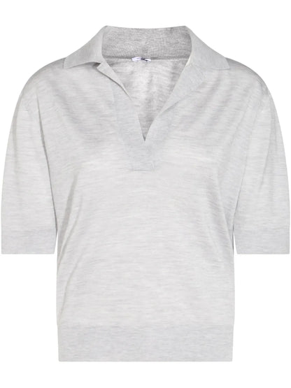 Cashmere-Silk Polo Top