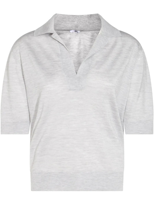 Cashmere-Silk Polo Top