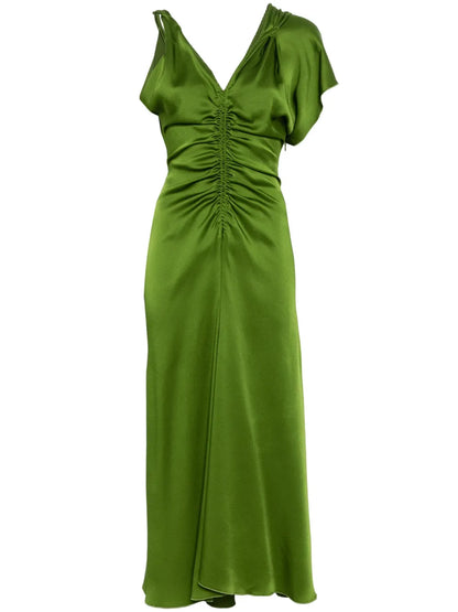 Asymmetric Ruched Midi Dress