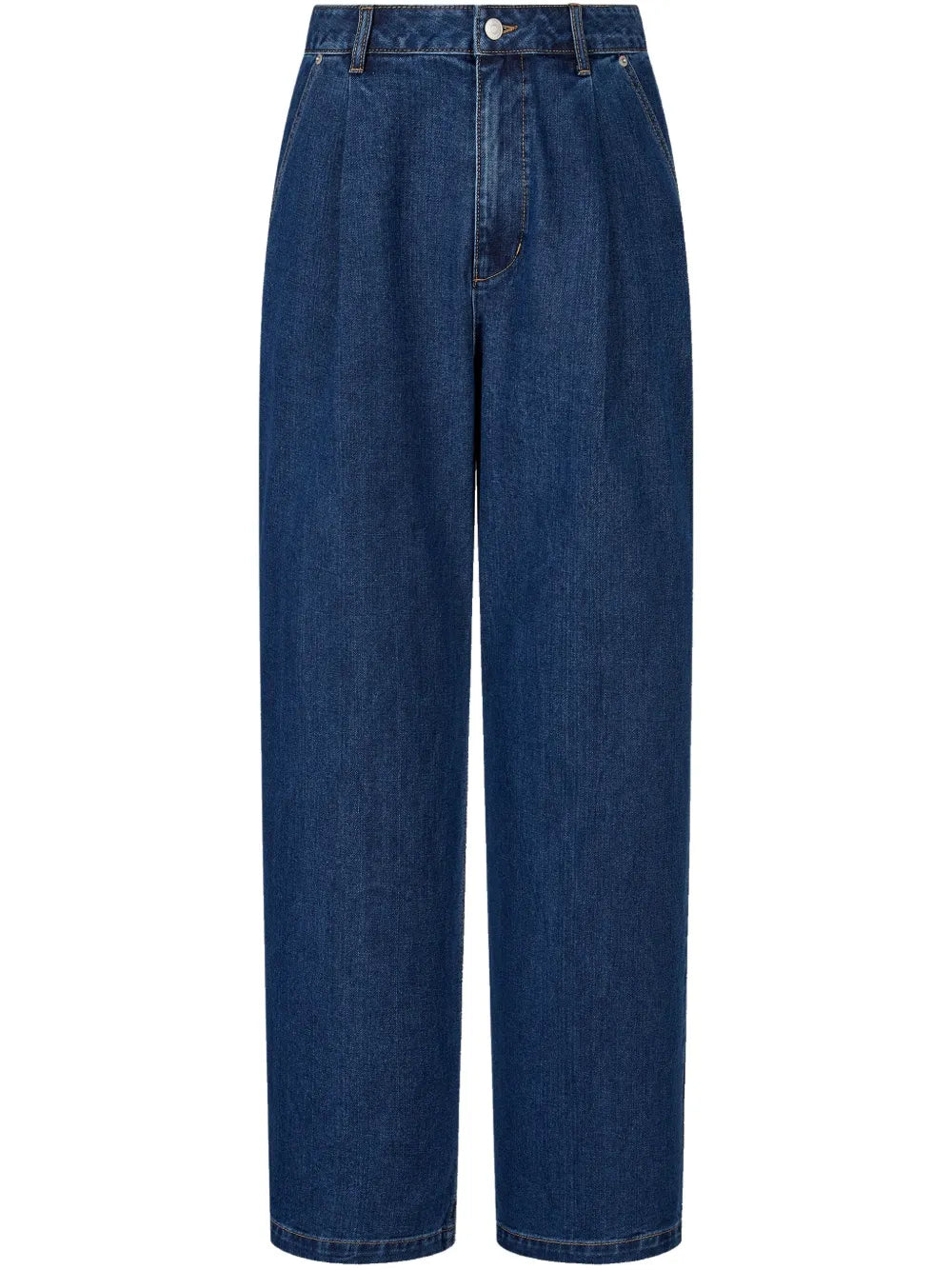 Pleat-Detail Wide-Leg Jeans