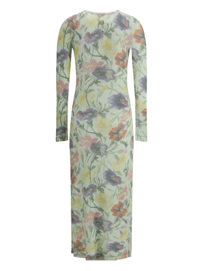 Morning Glory-Print Midi Dress