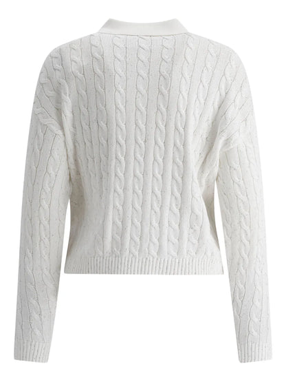 Cable-Knit Polo Sweater