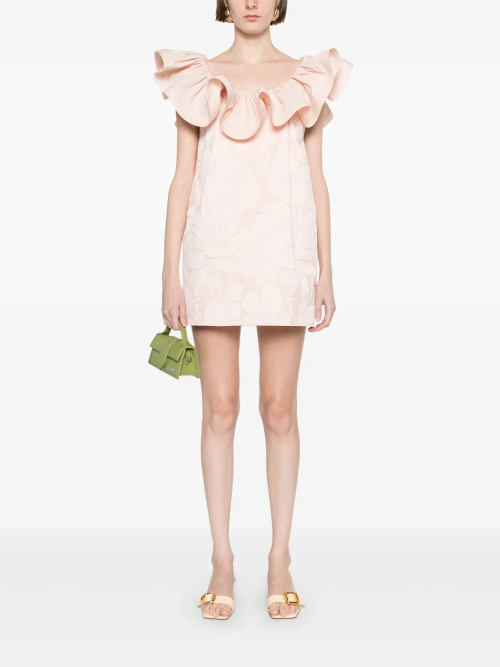 Floral-Jacquard Mini Dress