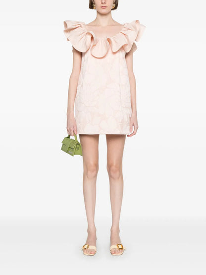Floral-Jacquard Mini Dress