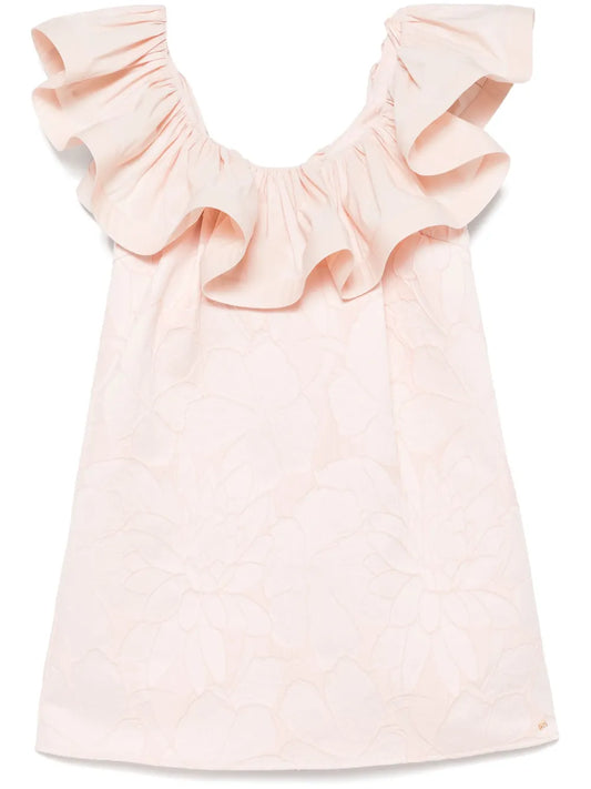 Floral-Jacquard Mini Dress