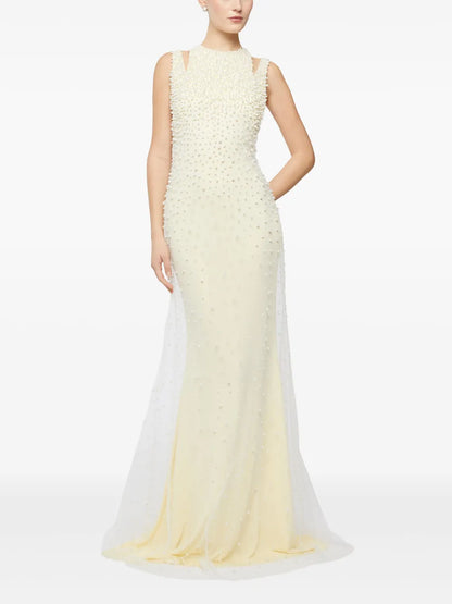 Pearl-Embellished Maxi Dress