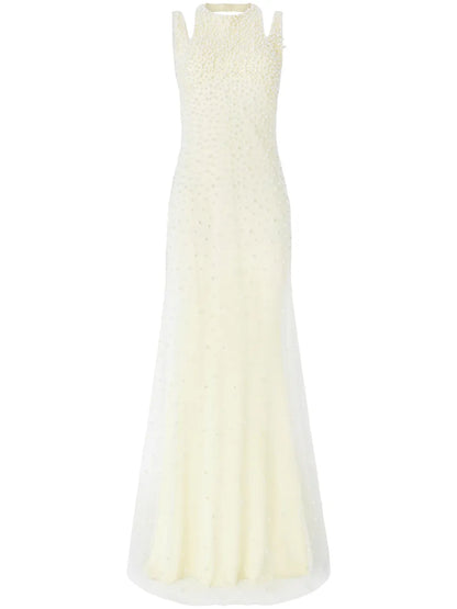 Pearl-Embellished Maxi Dress